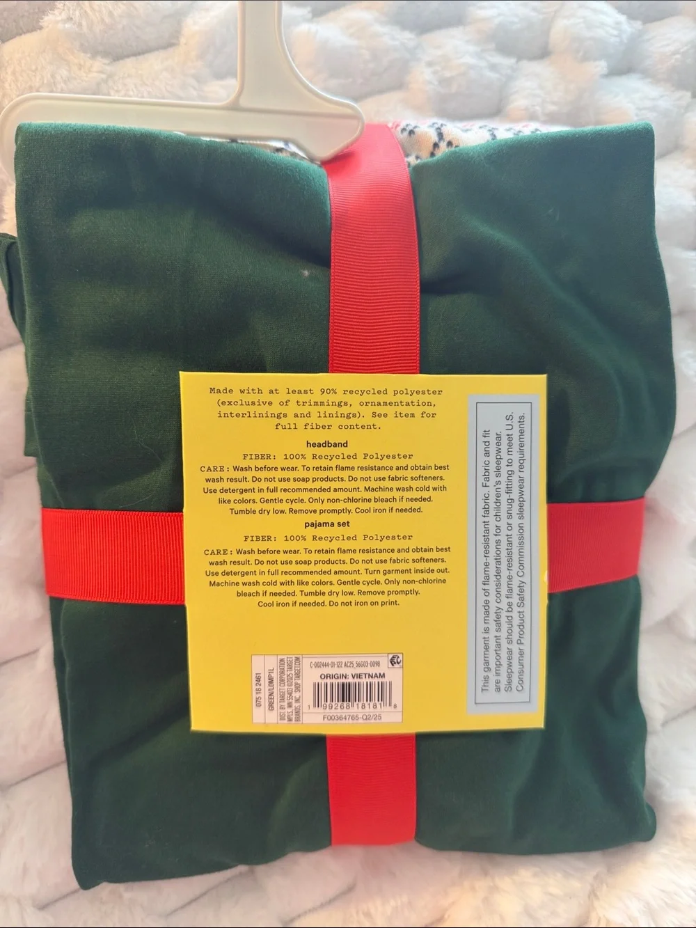 art class Green, White & Red Holiday Long-Sleeve Pajama Set with Headband - XL